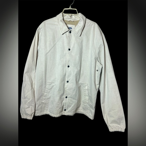Old Navy Jacket Button Down Lightweight Men’s XL Pockets Off White Cotton - Picture 1 of 11